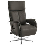 RELAXSESSEL in Leder Grau  - Edelstahlfarben/Grau, Design, Leder/Metall (70/124/85cm) - Cantus