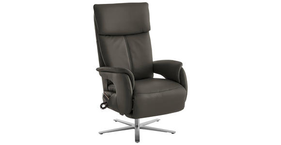 RELAXSESSEL in Leder Grau  - Edelstahlfarben/Grau, Design, Leder/Metall (70/124/85cm) - Cantus