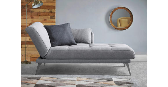 RÉCAMIERE Amira in Grau  - Chromfarben/Grau, KONVENTIONELL, Textil/Metall (200/85/106cm) - Novel