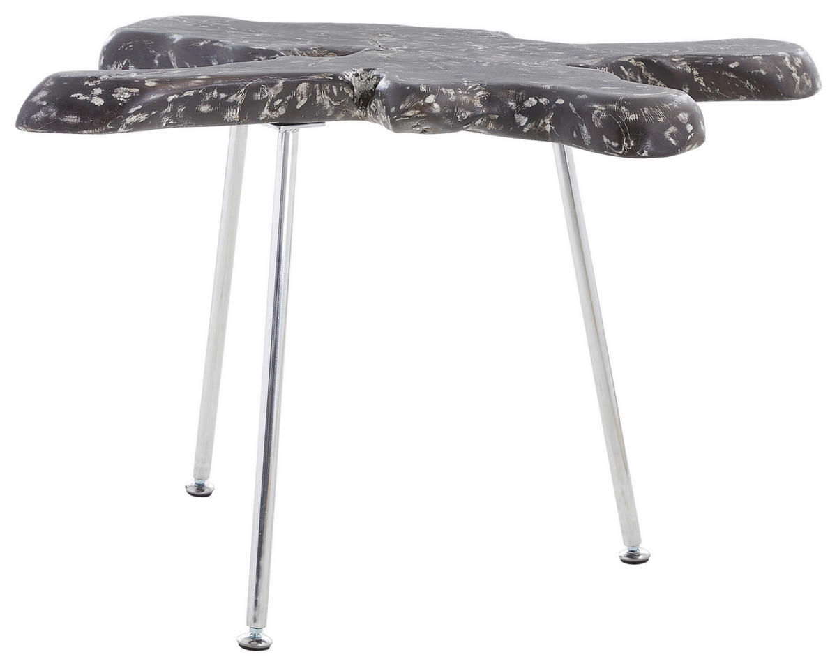 BEISTELLTISCH Unikat Teakholz massiv Schwarz, Alufarben organisch  - Alufarben/Schwarz, LIFESTYLE, Holz/Metall (75/50/50cm) - Landscape