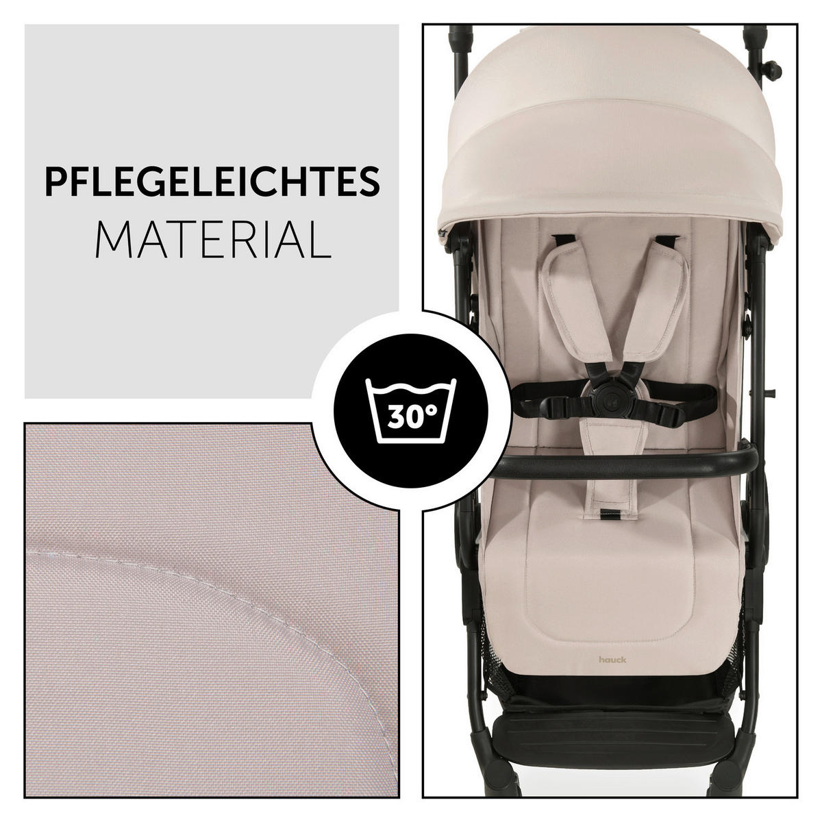 BUGGY Travel N Care  - Beige/Schwarz, Basics, Metall (86/50/104cm) - Hauck