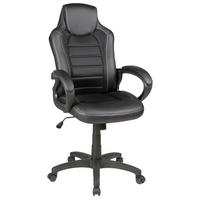 CHEFSESSEL Lederlook, Netz Schwarz  - Schwarz/Weiß, KONVENTIONELL, Textil (61/109-121/61cm) - Boxxx