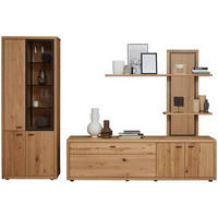 WOHNWAND  in Eichefarben 301/202/45 cm  - Dunkelgrau/Eichefarben, Design, Glas/Holz (301/202/45cm) - Valnatura