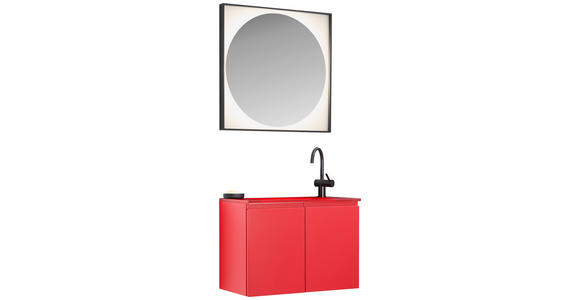 BADEZIMMER  in 70 cm  - Rot, Design, Glas/Holzwerkstoff (70cm) - Dieter Knoll