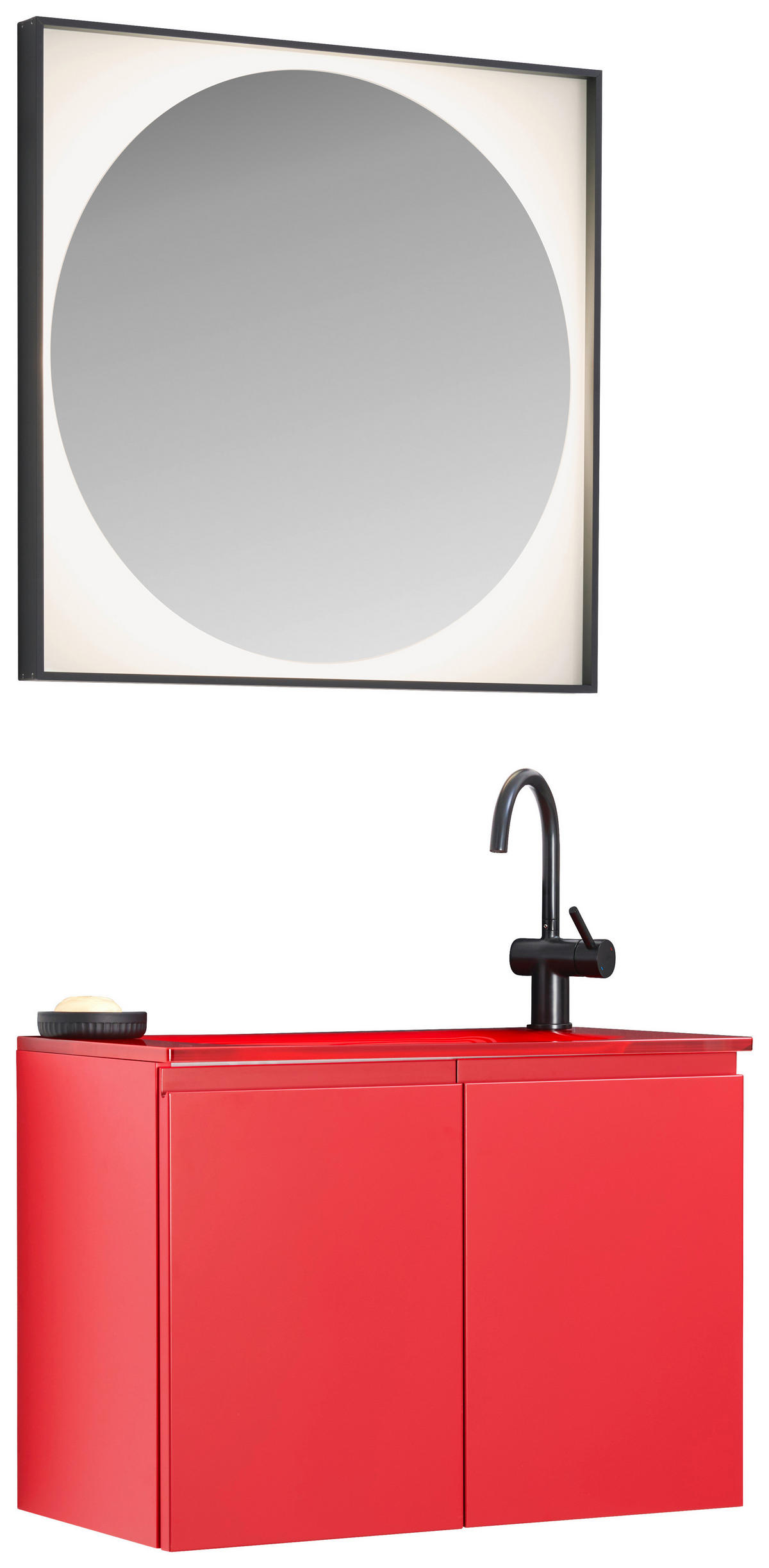 BADEZIMMER  in 70 cm  - Rot, Design, Glas/Holzwerkstoff (70cm) - Dieter Knoll