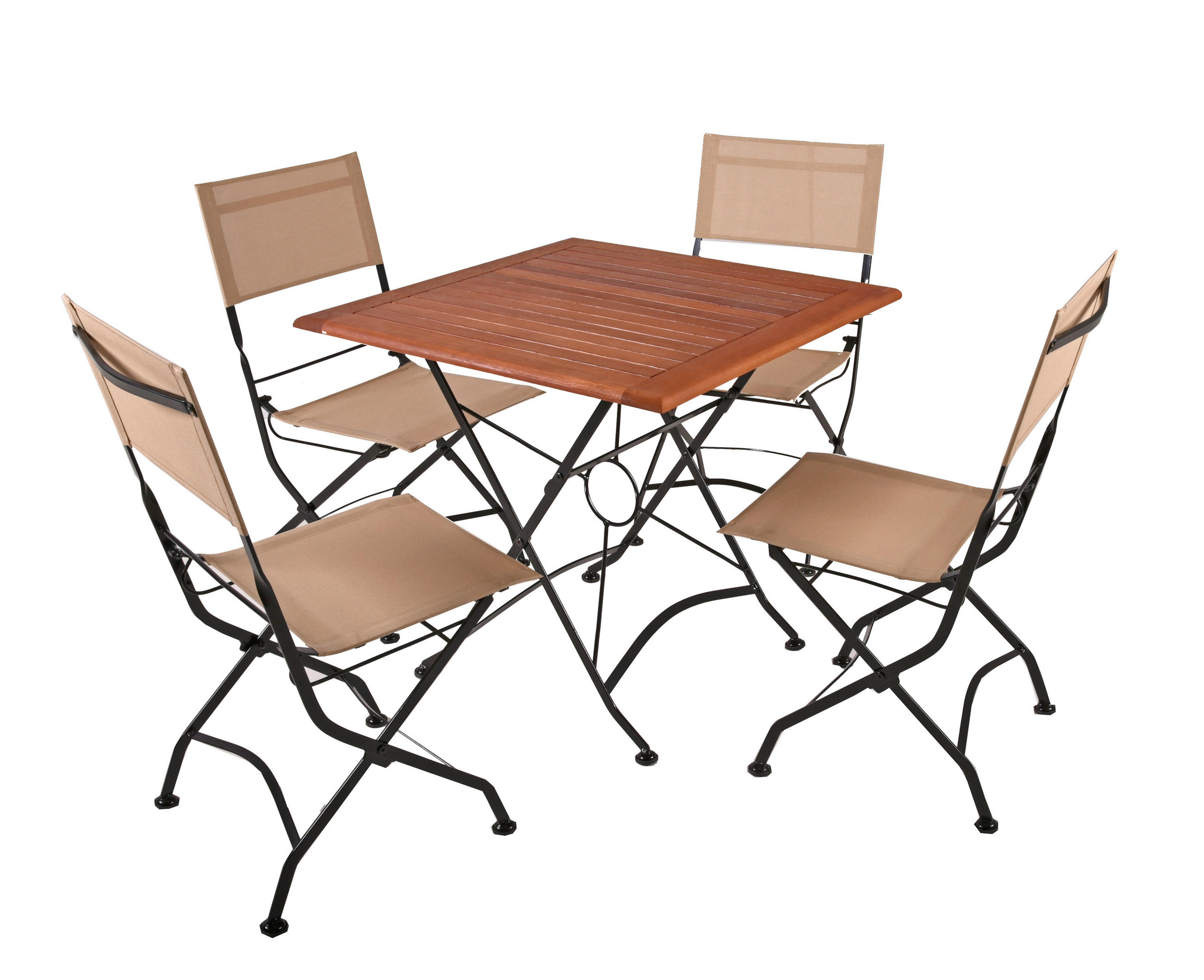 Gardenson Gartenset Schwarz, Beige, Eukalyptusholz 45x89x58 cm