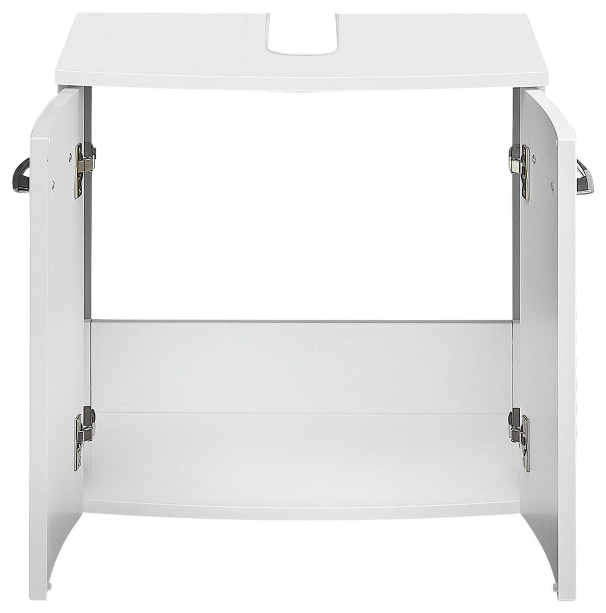 WASCHBECKENUNTERSCHRANK 54,4/49,8/38,4 cm  - Chromfarben/Weiß Hochglanz, Design, Holzwerkstoff/Metall (54,4/49,8/38,4cm) - Sadena