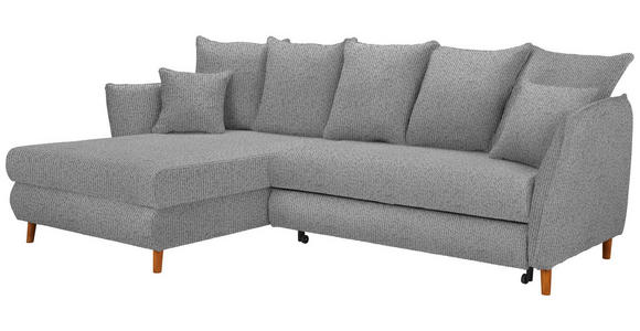 ECKSOFA in Chenille Hellgrau  - Eichefarben/Hellgrau, KONVENTIONELL, Holz/Textil (284/162cm) - Carryhome