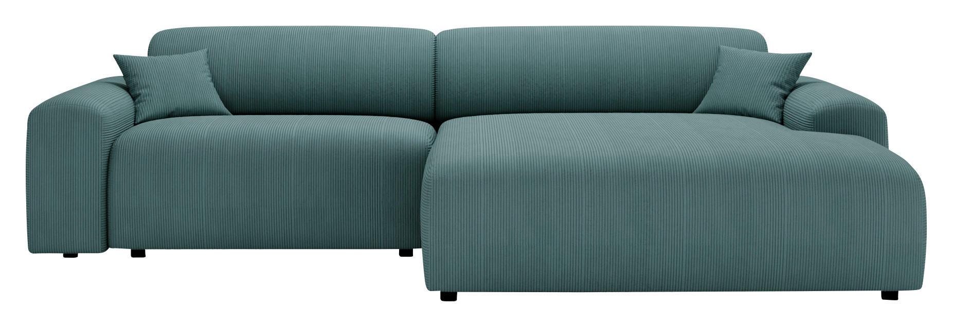 ECKSOFA in Velours, Feincord Salbeigrün  - Salbeigrün/Schwarz, Design, Kunststoff/Textil (292/178cm) - Livetastic