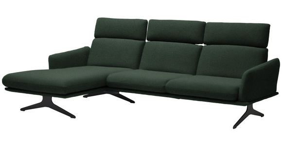 ECKSOFA in Flachgewebe Grün 152/259 cm - Schwarz/Grün, Design, Textil/Metall (152/259cm) - Dieter Knoll