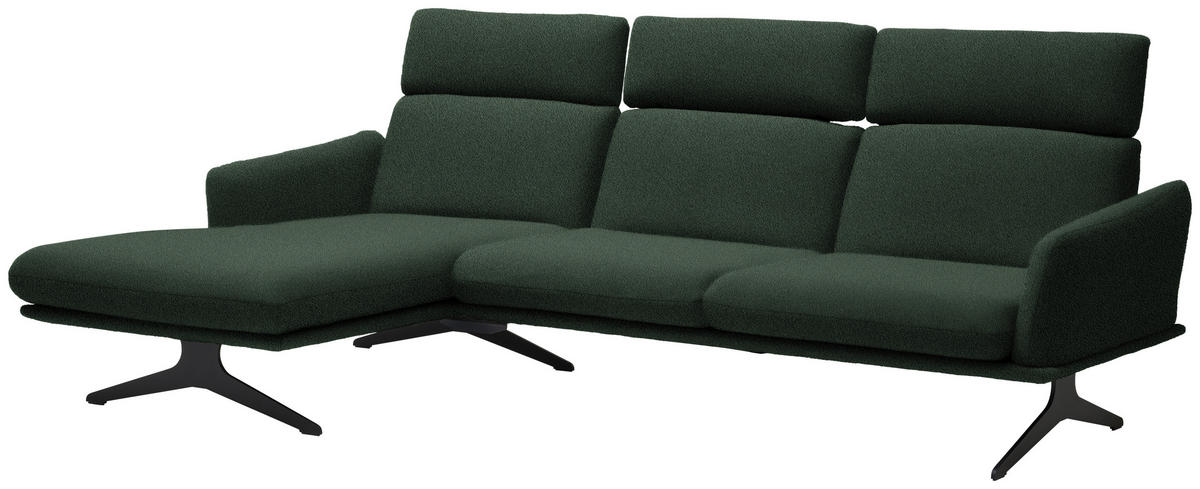 ECKSOFA in Flachgewebe Grün  - Schwarz/Grün, Design, Textil/Metall (152/259cm) - Dieter Knoll