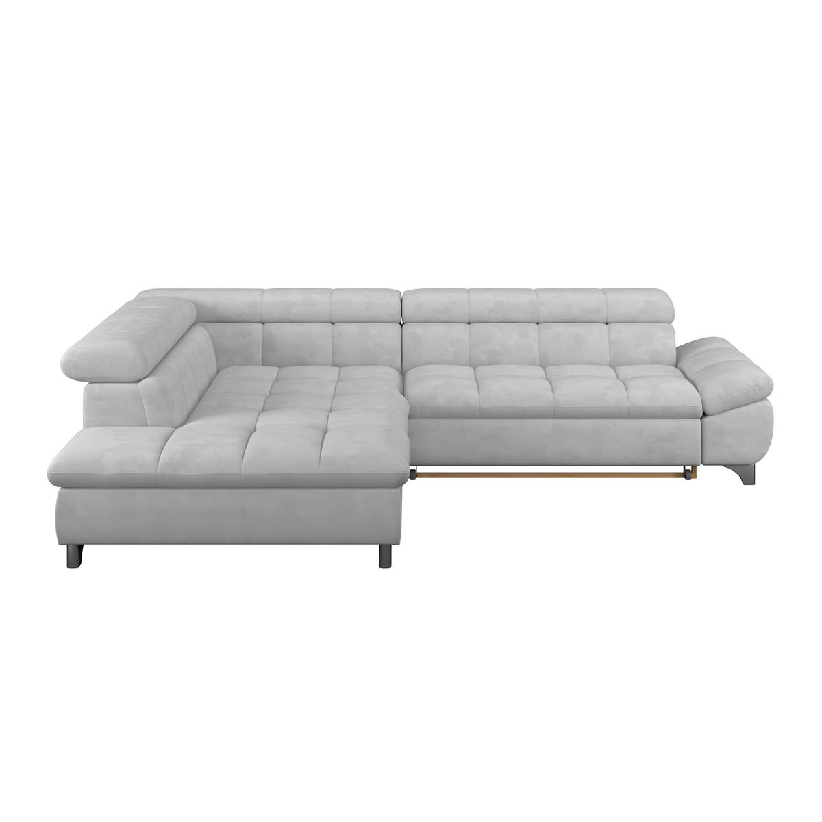 ECKSOFA Hellgrau Chenille  - Chromfarben/Hellgrau, KONVENTIONELL, Textil/Metall (234/312cm) - Livetastic