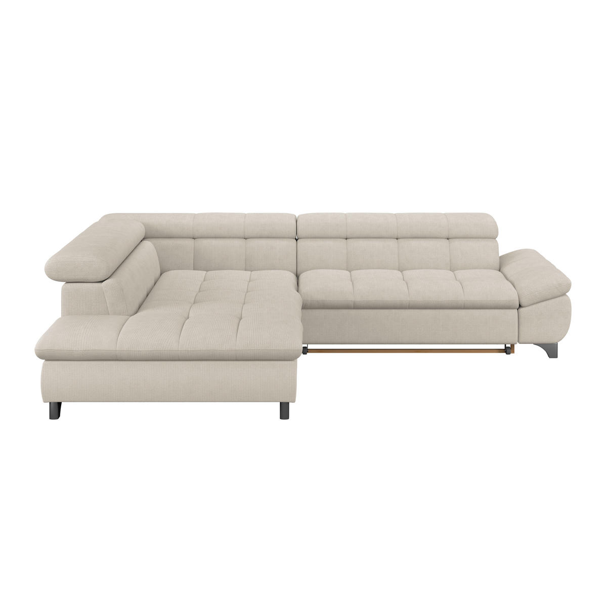 ECKSOFA Beige Chenille  - Chromfarben/Beige, KONVENTIONELL, Textil/Metall (234/312cm) - Livetastic