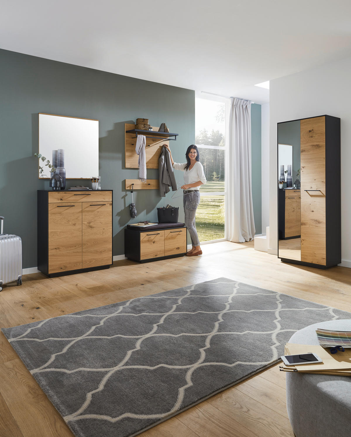 SCHUHSCHRANK  in 86/103/37 cm  - Eichefarben/Anthrazit, Design, Holz/Holzwerkstoff (86/103/37cm) - Dieter Knoll