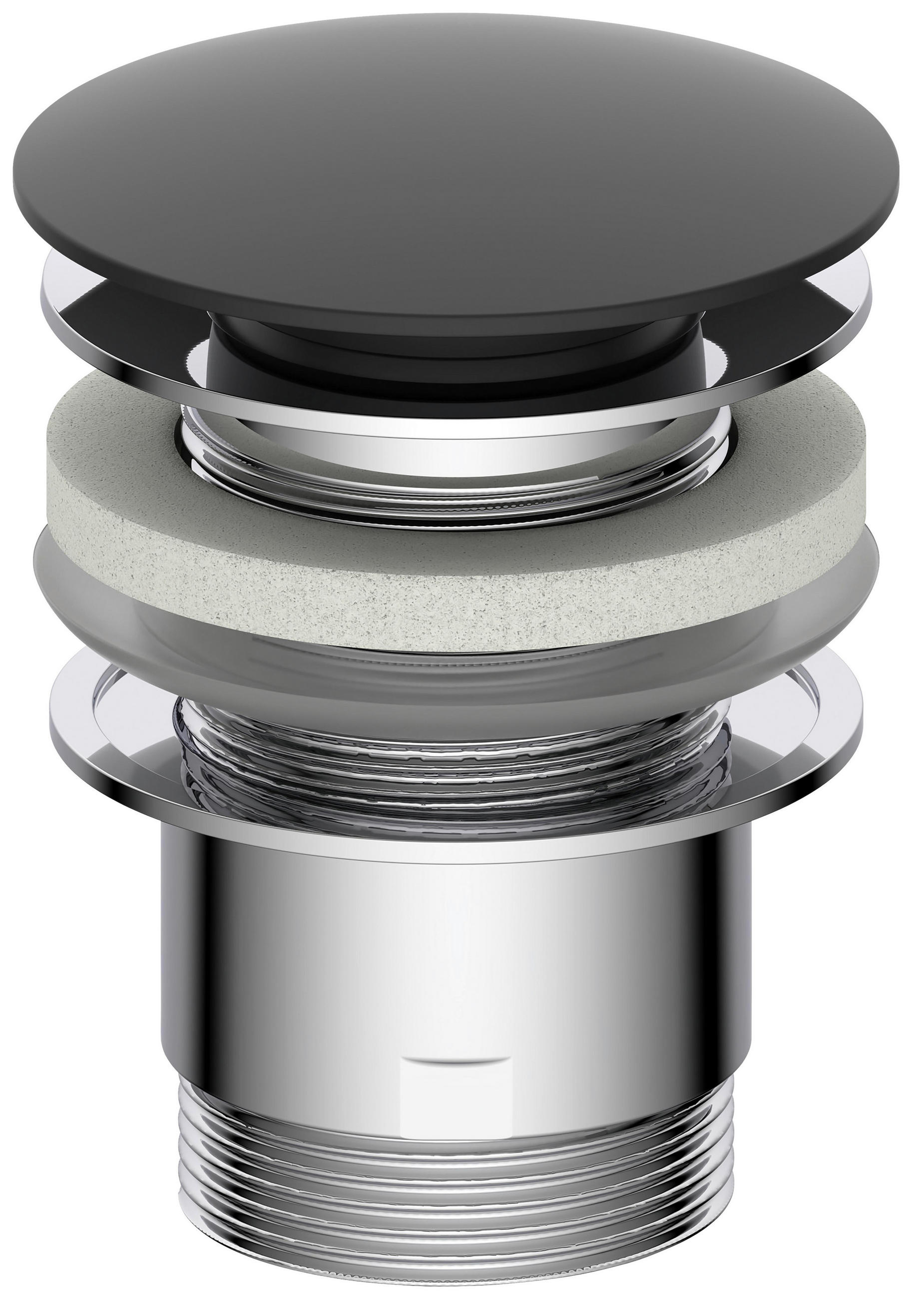 BOTTENVENTIL  - kromfärg/svart, Basics, metall (6,5cm) - Xora