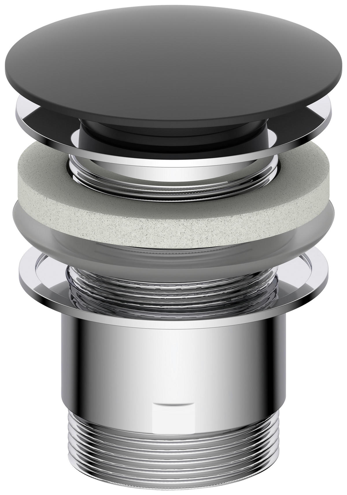 ABLAUFVENTIL  - Chromfarben/Schwarz, Basics, Metall (6,5cm) - Schütte
