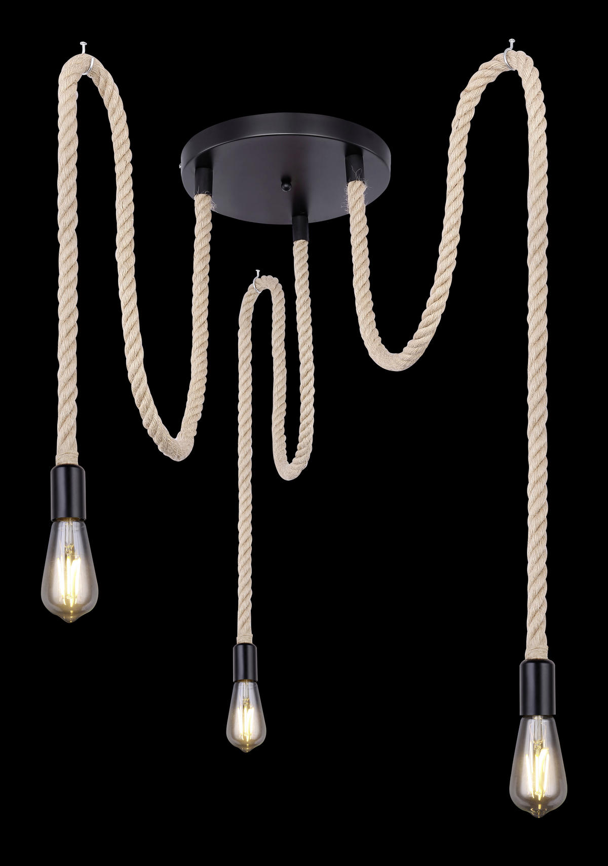 ZÁVĚSNÉ SVÍTIDLO, 30/150 cm  - černá/hnědá, Trend, kov/přírodní materiály (30/150cm) - Globo
