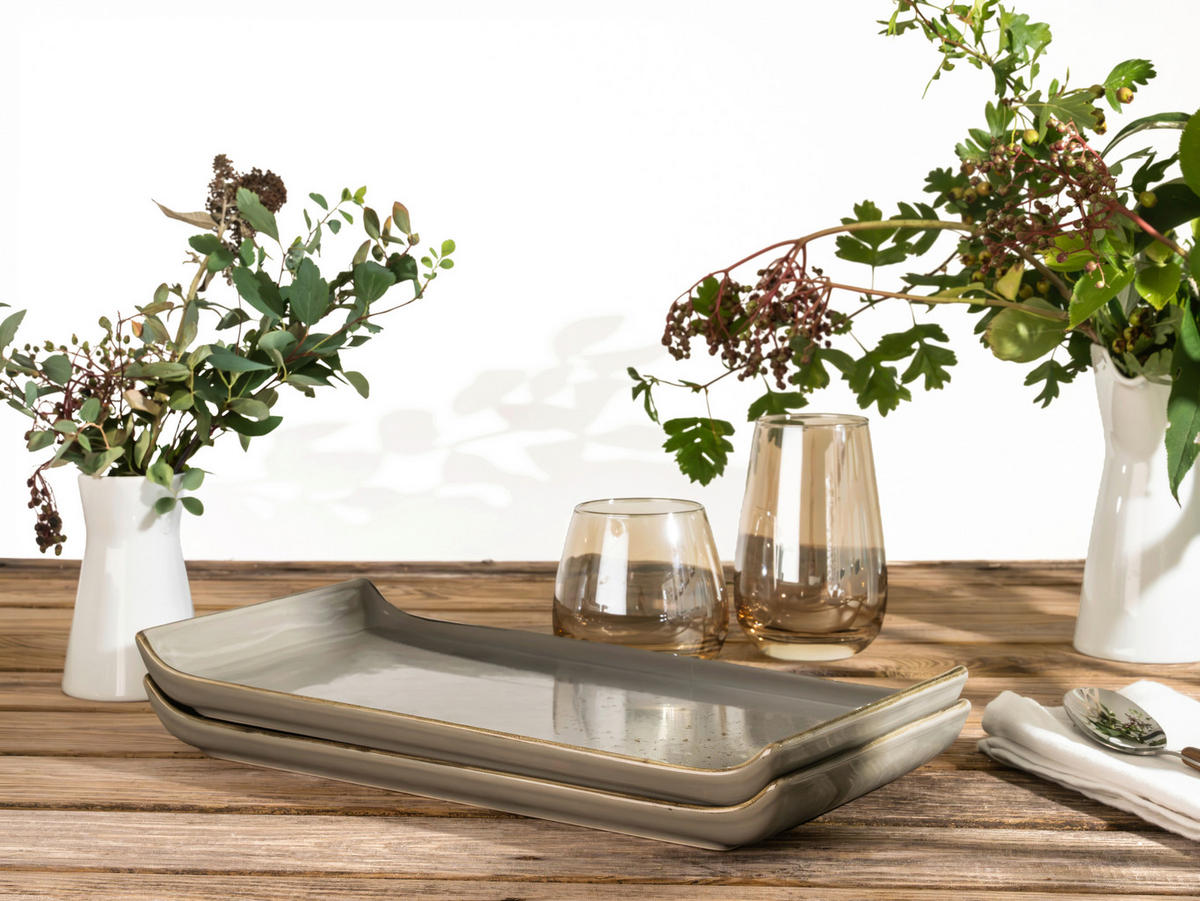 SERVIERPLATTEN-SET 2-teilig 16,5/33 cm  - Grau, Trend, Keramik (16,5/33cm) - Creatable