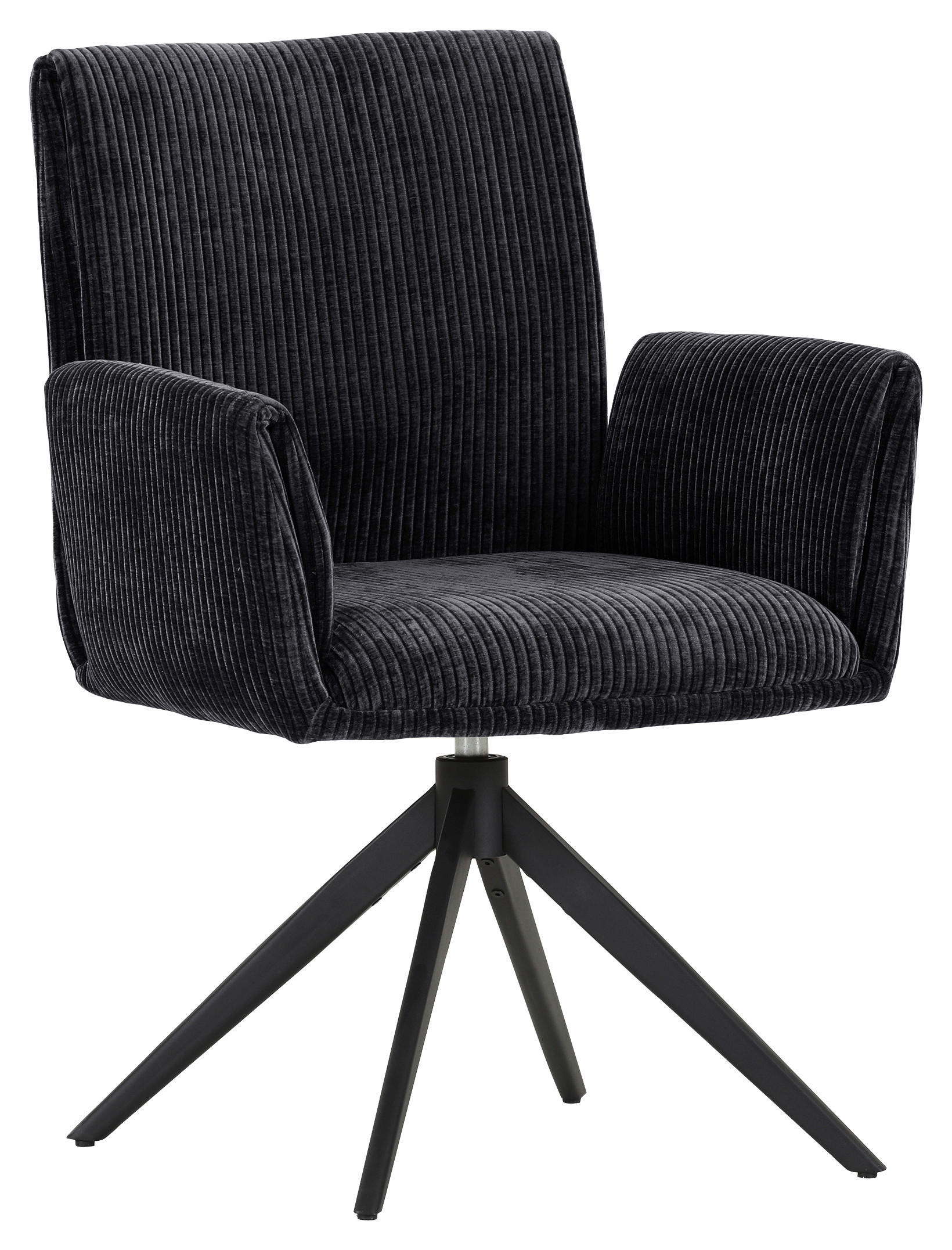 ARMLEHNSTUHL  in Cord  - Graphitfarben/Schwarz, Design, Textil/Metall (65/90/60cm) - Novel