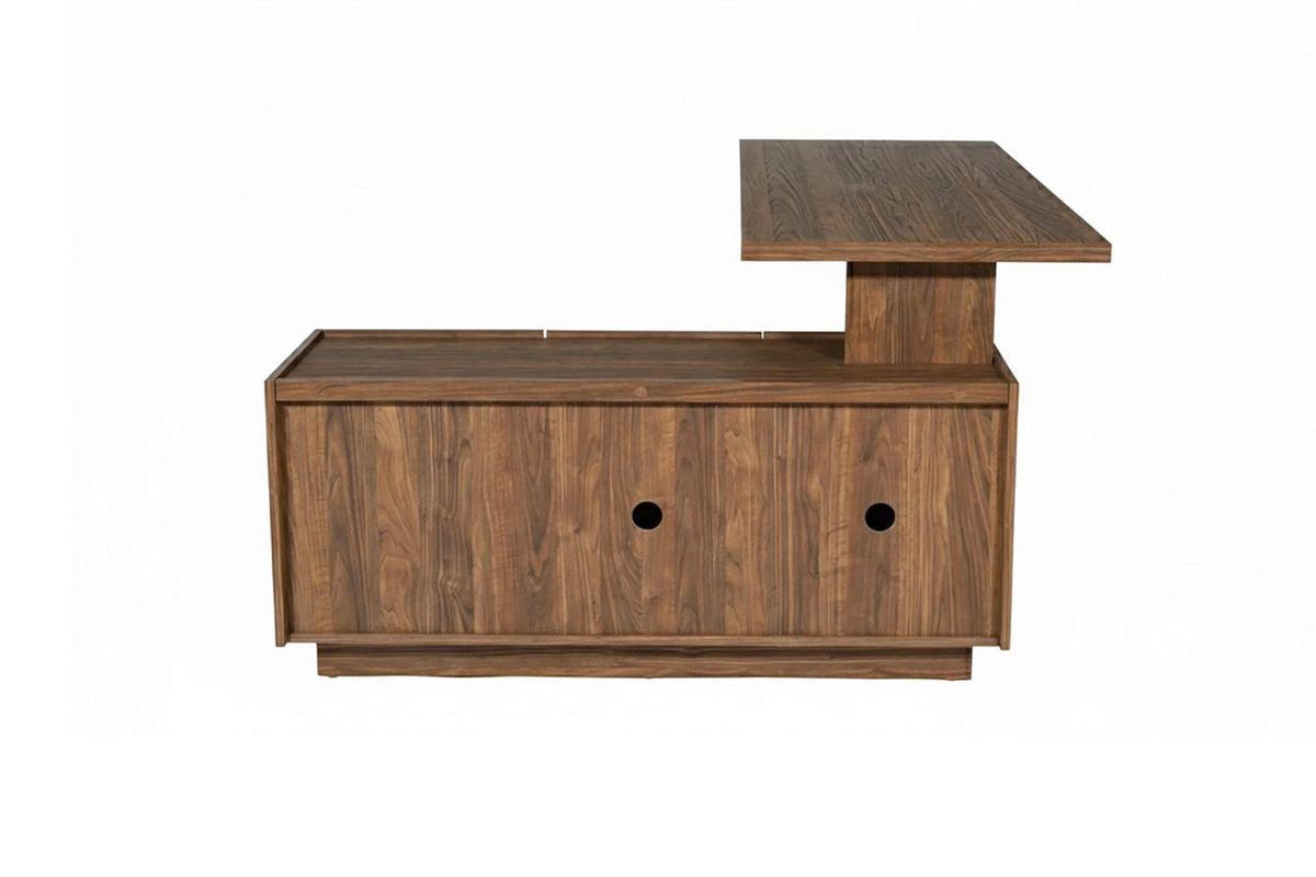 ECKSCHREIBTISCH 160/136/74 cm Walnussfarben Stauraum, seitenverkehrt montierbar  - Eichefarben/Walnussfarben, Design, Glas/Holzwerkstoff (160/136/74cm) - MID.YOU