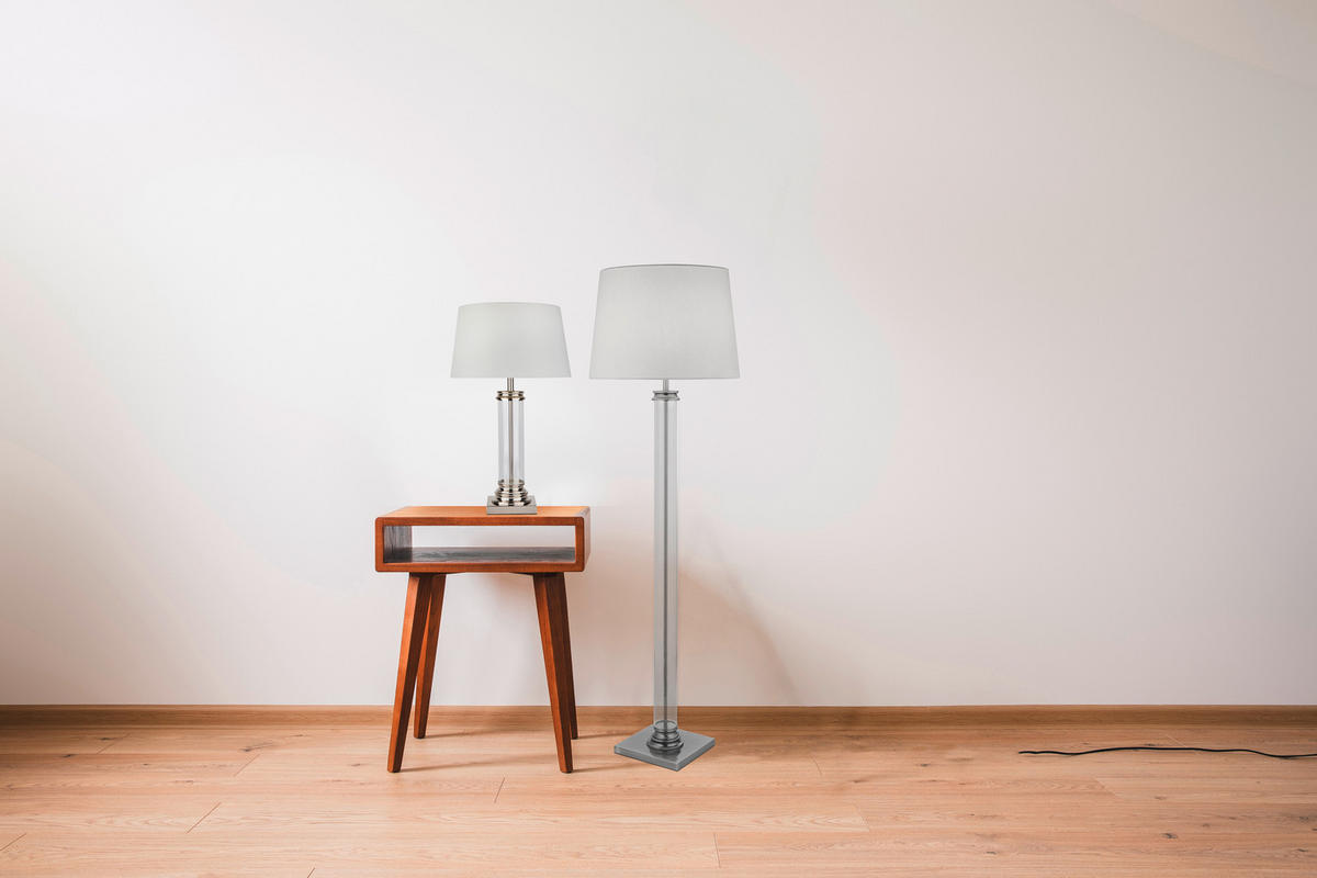 NAMIZNA SVETILKA  Pedestal      37/62 cm       - srebrne barve/bela, Konvencionalno, kovina/steklo (37/62cm)