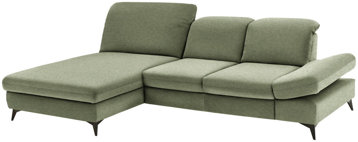 ECKSOFA  in Chenille Olivgrün  198/288 cm  - Schwarz/Olivgrün, Design, Textil/Metall (198/288cm) - Beldomo Style
