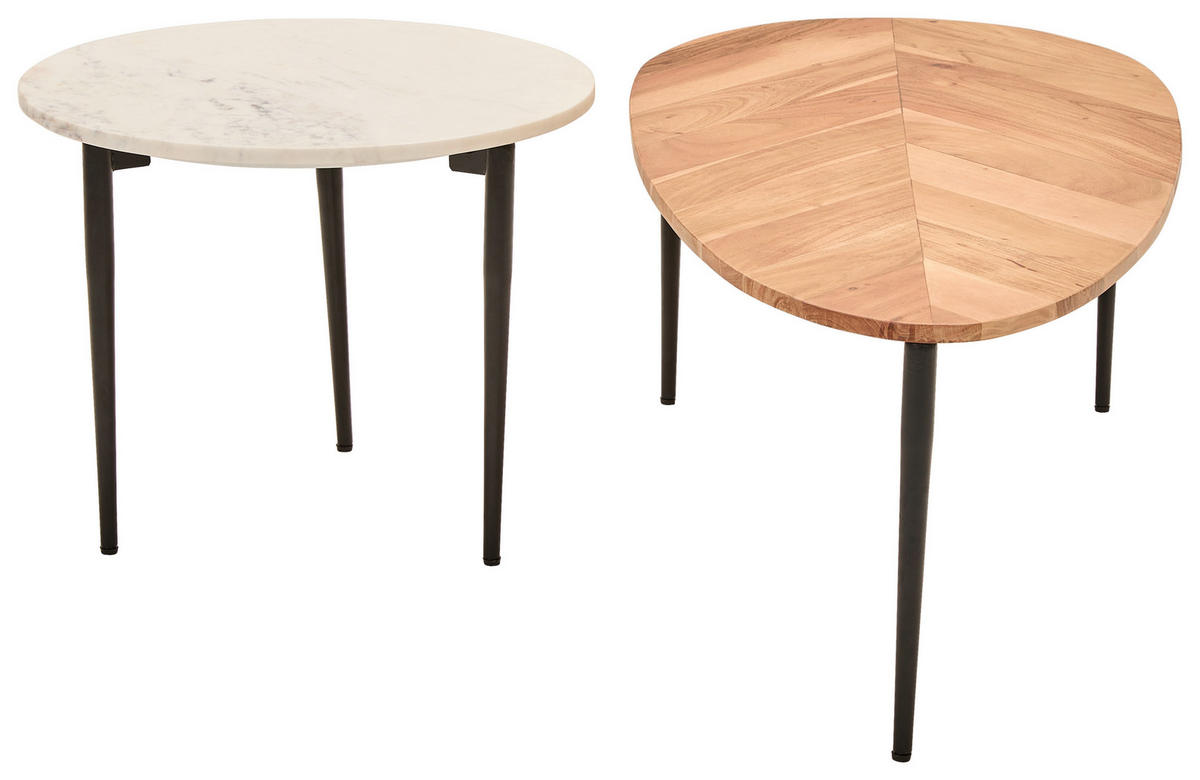 COUCHTISCH Akazie vollmassiv 110/35/50 cm Freiform Naturfarben, Schwarz  - Schwarz/Naturfarben, Design, Holz/Stein (110/35/50cm) - Livetastic