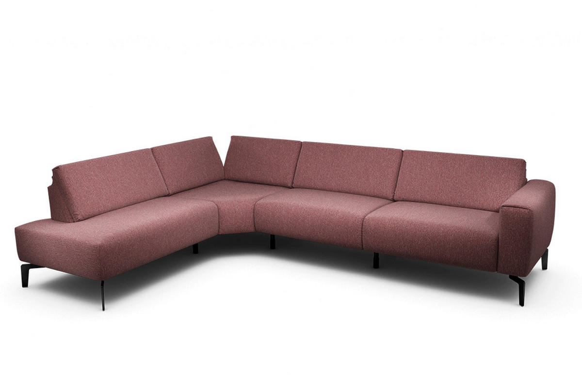ECKSOFA Cosy Rot Chenille  - Rot/Schwarz, Design, Textil/Metall (213/296cm) - SENSOO
