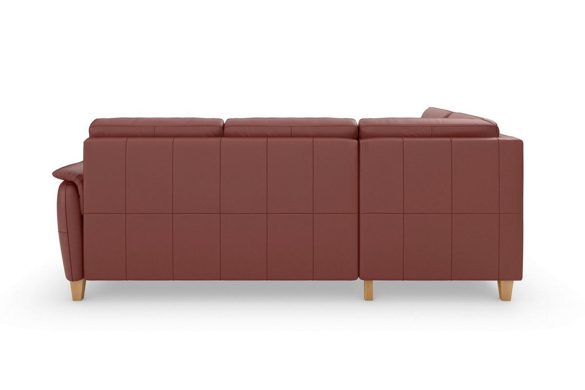 ROHOVÁ SEDAČKA, koža, červenohnedá - červenohnedá/farba duba, Basics, koža/drevo (212/236cm) - Sit & More