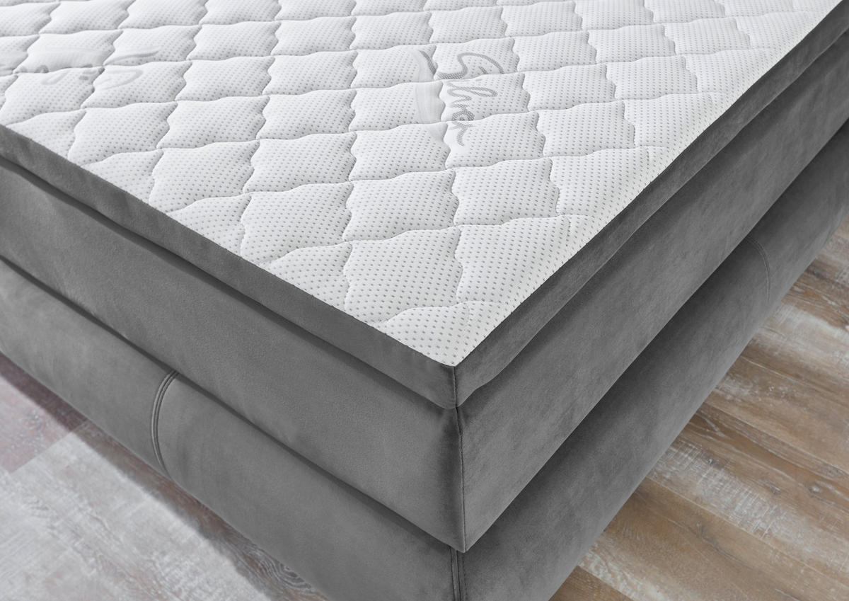 BOXSPRINGBETT 160/200 cm  in Dunkelgrau  - Dunkelgrau/Silberfarben, MODERN, Kunststoff/Textil (160/200cm) - MID.YOU