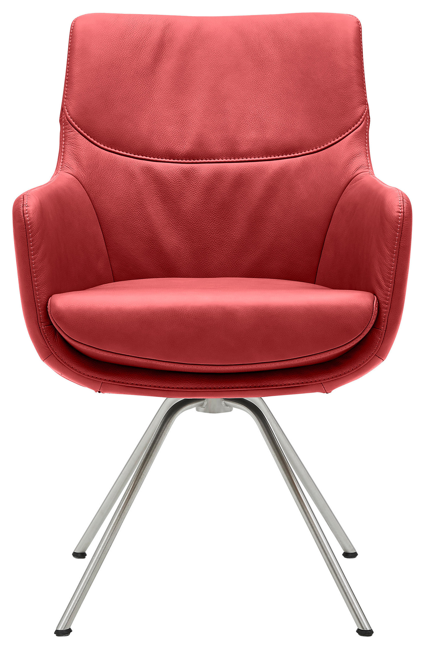 ARMLEHNSTUHL  in Edelstahl  - Edelstahlfarben/Dunkelrot, Design, Leder/Metall (60/90/61cm) - Dieter Knoll