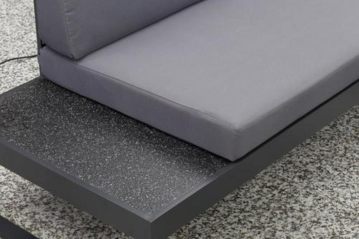 LOUNGEGARNITUR 219/220 cm Aluminium  - Dunkelgrau/Anthrazit, LIFESTYLE, Glas/Textil (219/220cm) - Ambia Garden