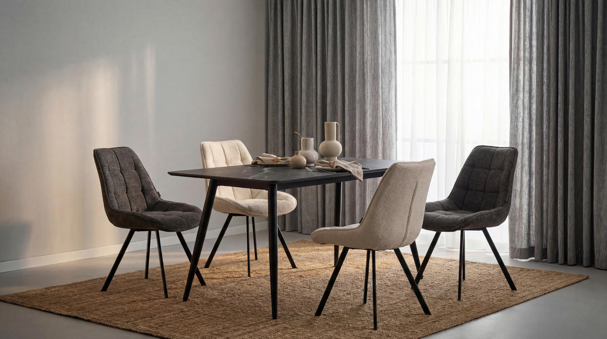 JEDILNA MIZA, siva  - črna/siva, Design, kovina/keramika (120/75/75cm) - Stylife