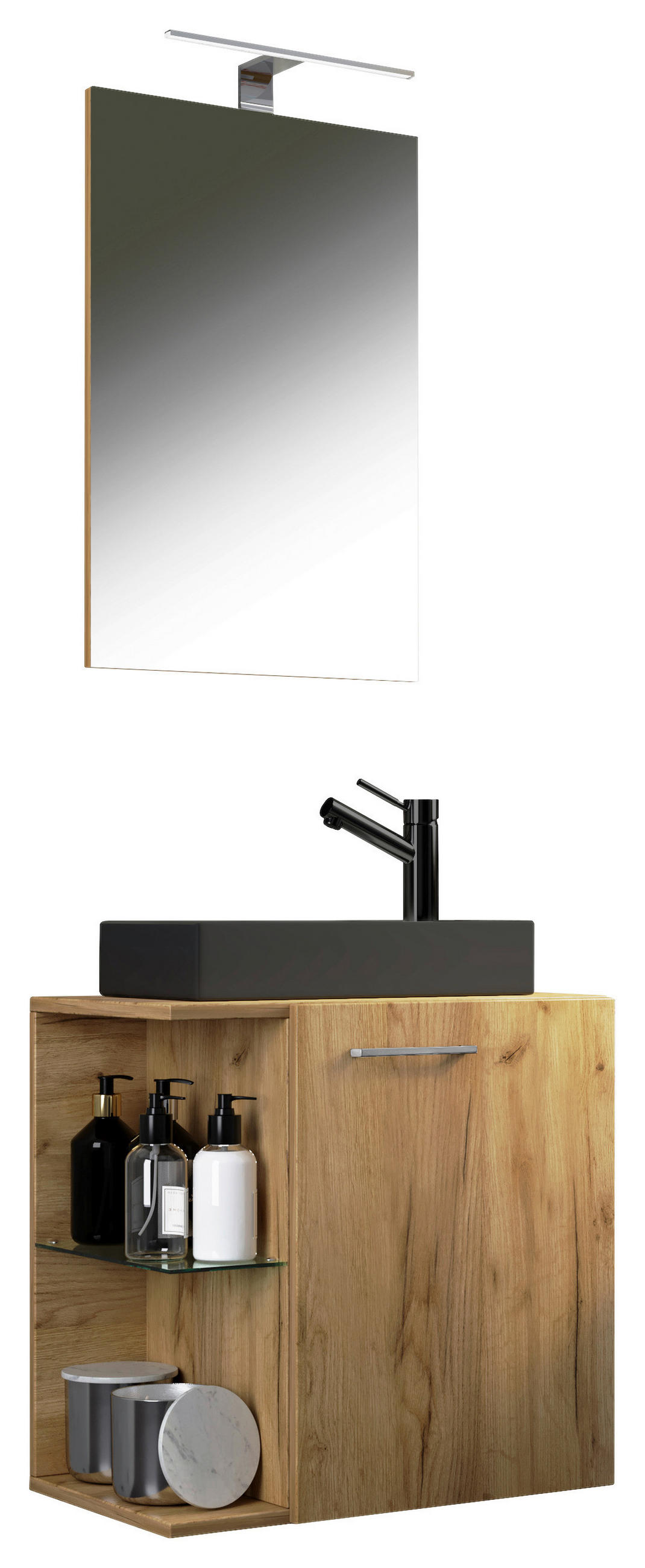 GÄSTEBAD 52 cm  - Honigeiche/Alufarben, MODERN, Glas/Keramik (52cm) - MID.YOU