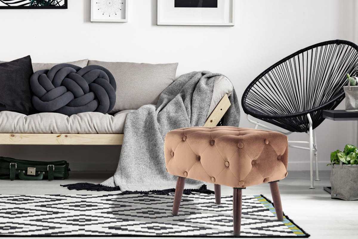 HOCKER in Textil, Holzwerkstoff Braun  - Braun, Basics, Holzwerkstoff/Textil (40/48/60cm) - Kayoom