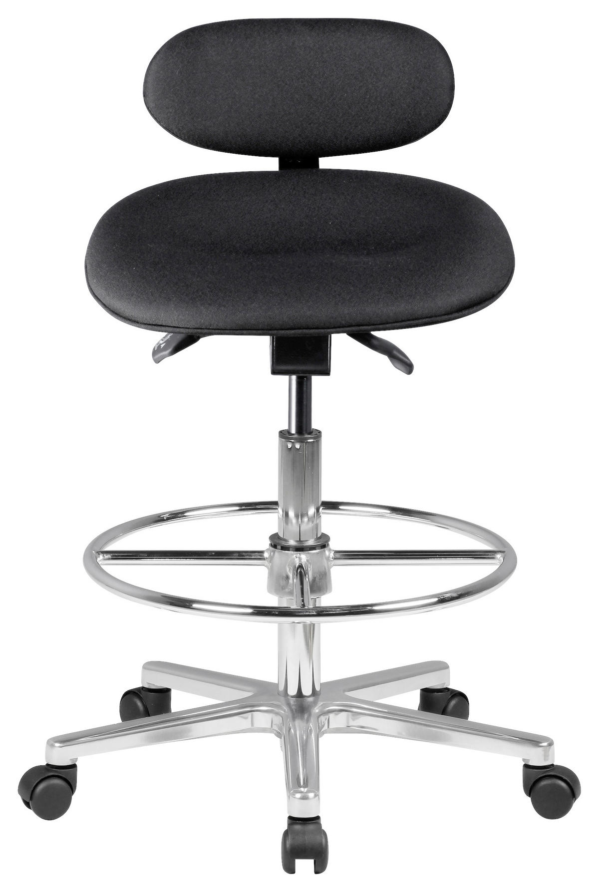 BÜROHOCKER 60/83/60 cm  - Schwarz/Alufarben, KONVENTIONELL, Kunststoff/Textil (60/83/60cm) - MID.YOU