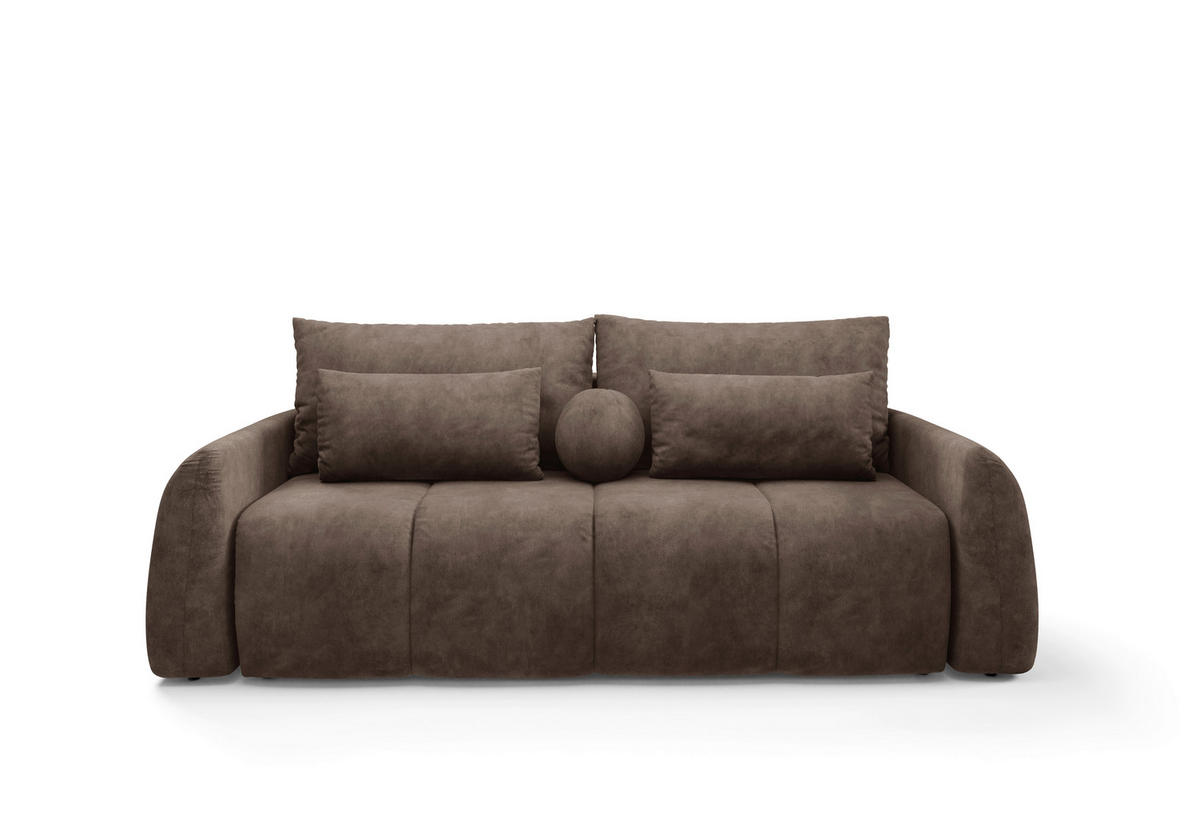 SCHLAFSOFA GERONIMO in Velours Braun  - Schwarz/Braun, Design, Kunststoff/Textil (252/93/167cm) - Livetastic