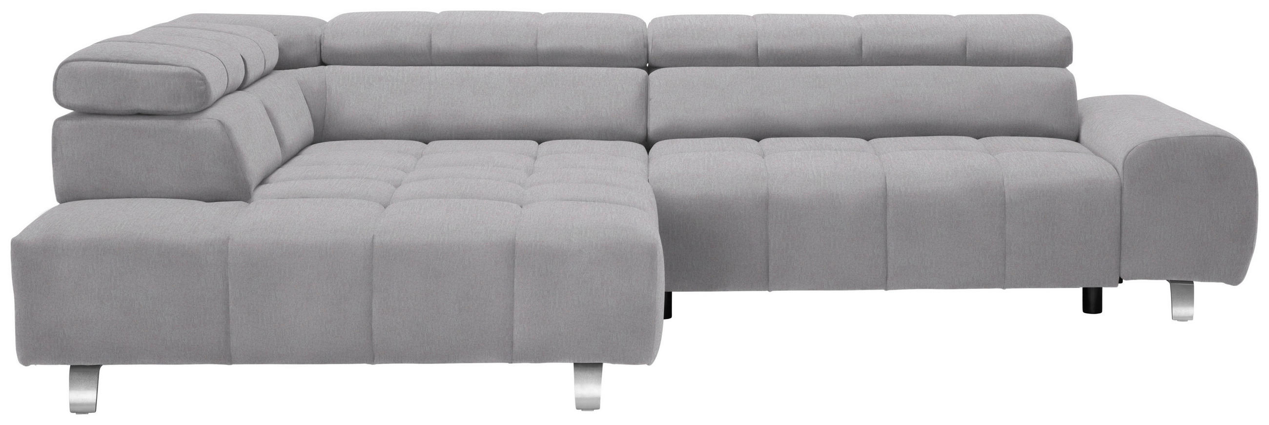 ECKSOFA Hellgrau Webstoff  - Dunkelgrau/Silberfarben, Design, Textil/Metall (201/295cm) - Hom`in