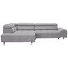 ECKSOFA in Webstoff Hellgrau  201/295 cm  - Dunkelgrau/Silberfarben, Design, Textil/Metall (201/295cm) - Hom`in