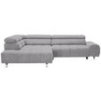 ECKSOFA in Webstoff Hellgrau  - Dunkelgrau/Silberfarben, Design, Textil/Metall (201/295cm) - Hom`in