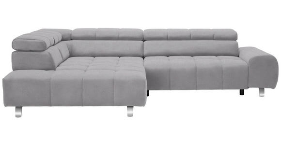 ECKSOFA in Webstoff Hellgrau  - Dunkelgrau/Silberfarben, Design, Textil/Metall (201/295cm) - Hom`in