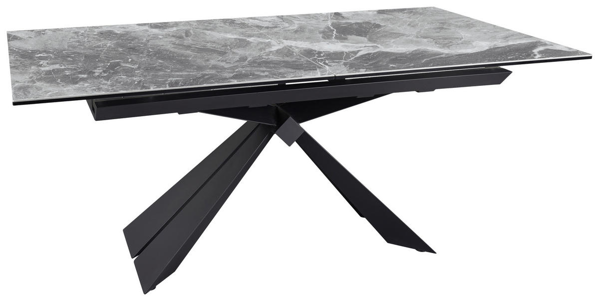 ESSTISCH in Metall, Glas, Keramik 180-230/76/95 cm  - Schwarz/Grau, Design, Glas/Keramik (180-230/76/95cm) - Novel