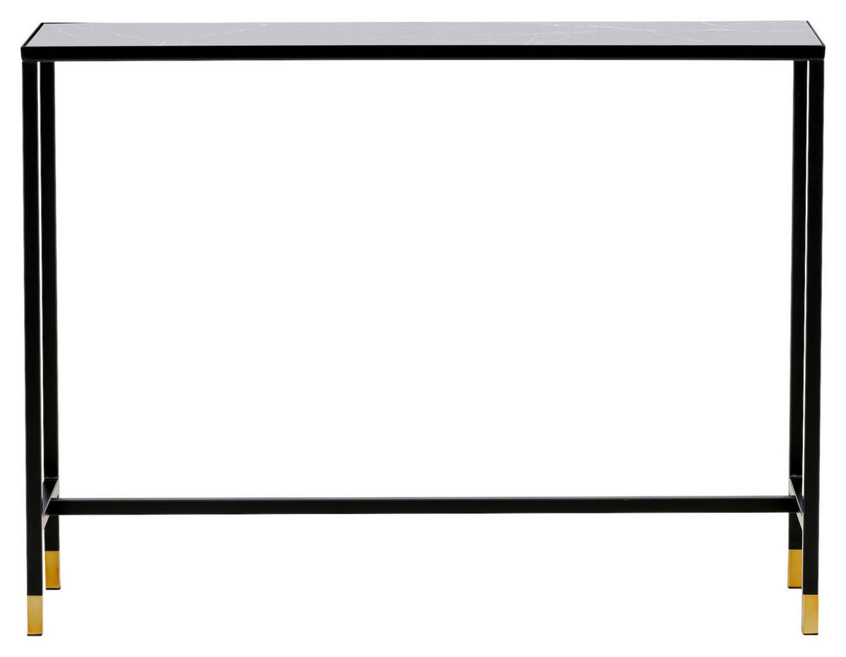 BEISTELLTISCH 100/30/75 cm Schwarz, Messingfarben rechteckig  - Messingfarben/Schwarz, Design, Glas/Metall (100/30/75cm) - Livetastic