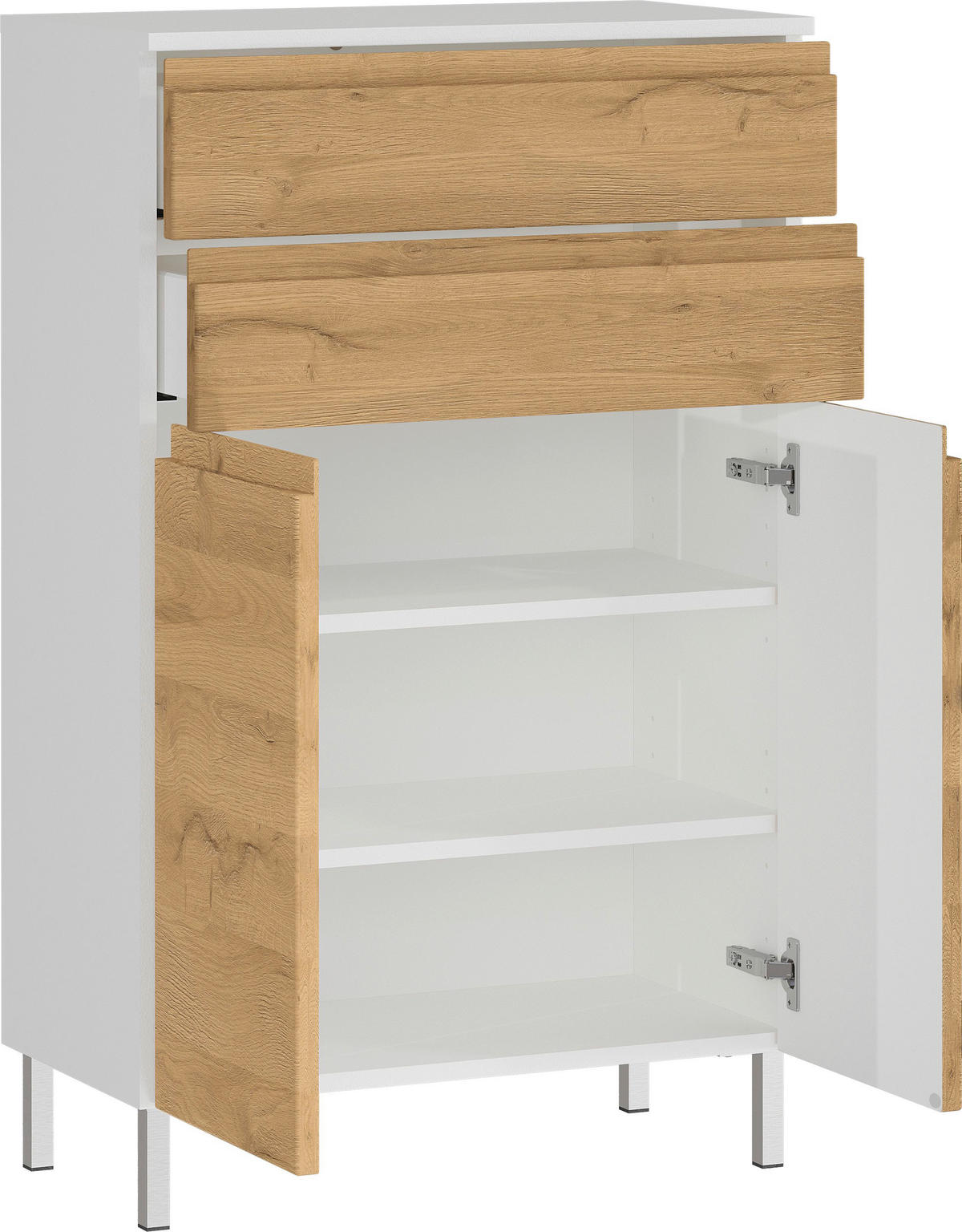 MIDISCHRANK 60/97/34 cm  - Chromfarben/Eichefarben, MODERN, Holzwerkstoff/Metall (60/97/34cm) - Germania
