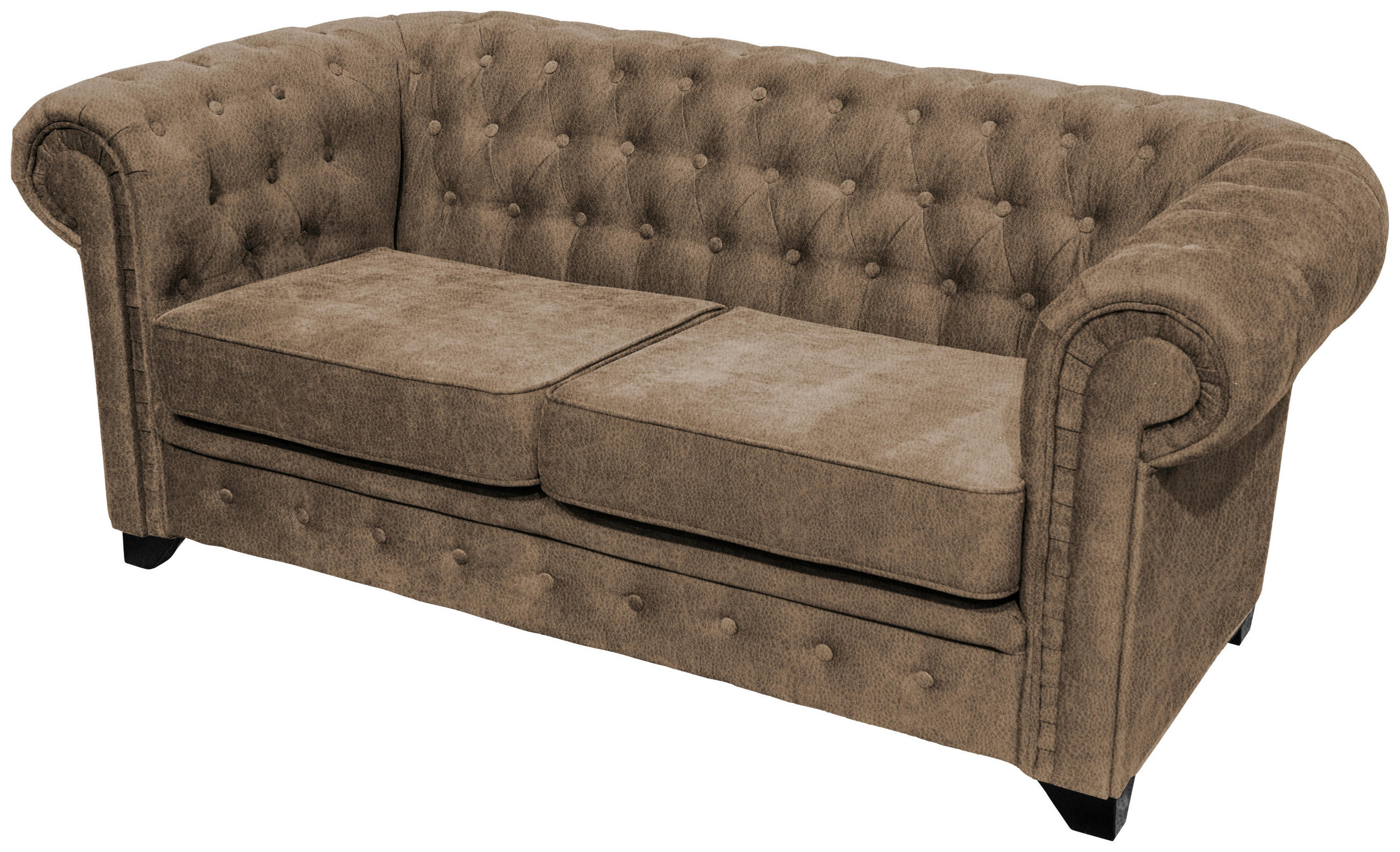 SEDAČKA CHESTERFIELD, drevo, textil, kompozitné drevo, svetlohnedá - svetlohnedá/čierna, Konventionell, drevo/kompozitné drevo (182/72/92cm) - Livetastic