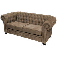 SEDAČKA CHESTERFIELD, drevo, textil, kompozitné drevo, svetlohnedá - svetlohnedá/čierna, Konventionell, drevo/kompozitné drevo (182/72/92cm) - Livetastic