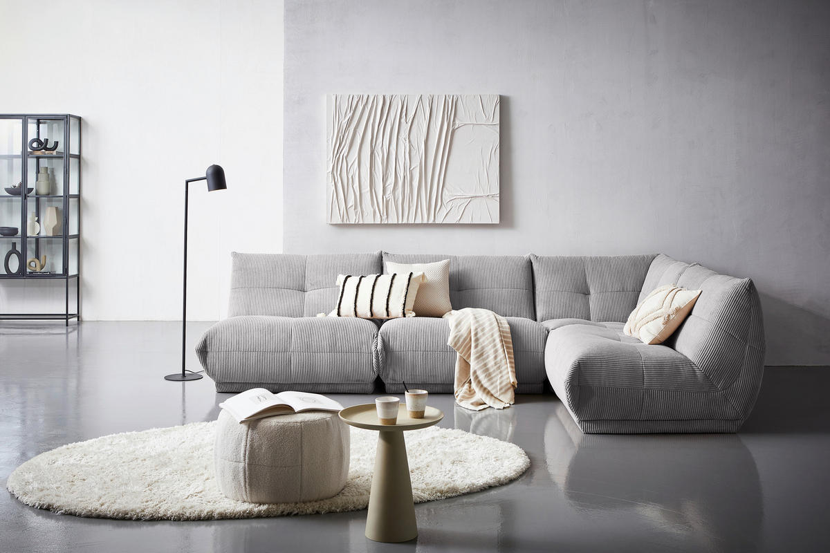 ECKSOFA in Cord Grau  - Grau, Trend, Textil (315/210cm) - Livetastic