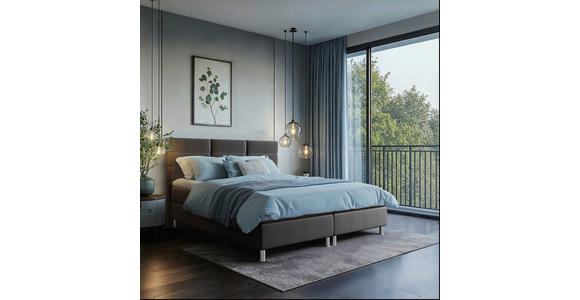 BOXBETT 160/200 cm  in Anthrazit  - Chromfarben/Anthrazit, KONVENTIONELL, Textil/Metall (160/200cm) - Carryhome