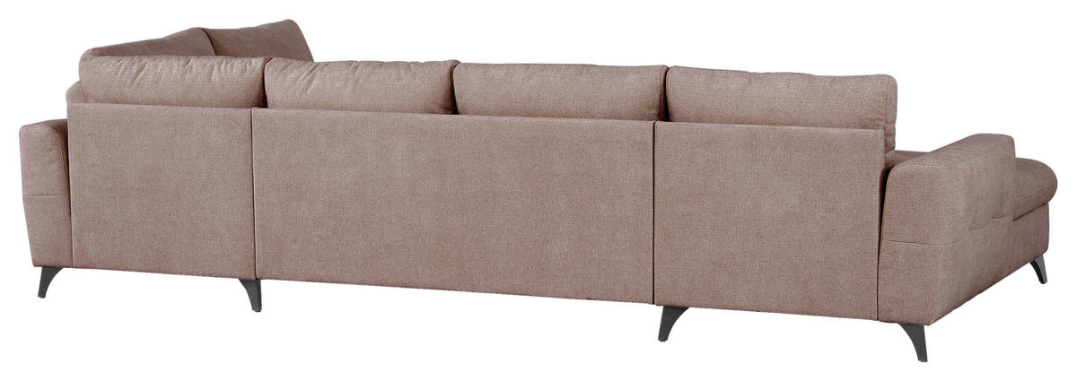 WOHNLANDSCHAFT Rosa Chenille  - Schwarz/Rosa, KONVENTIONELL, Textil/Metall (160/340/188cm) - Xora