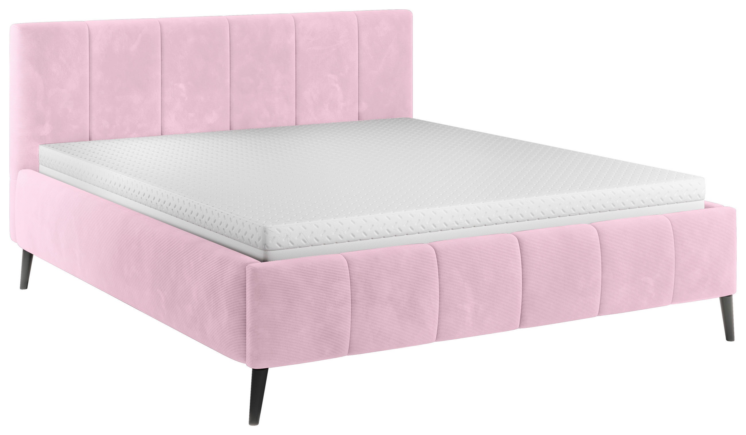POLSTERBETT gepolstertes Kopfteil, Lattenrost 180/200 cm  in Rosa  - Schwarz/Naturfarben, Trend, Holz/Textil (180/200cm) - home24